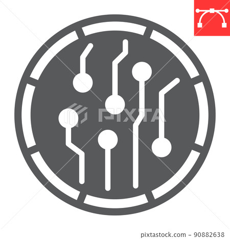 Crypto coin glyph icon, unique token and blockchain, non fungible token vector icon, vector graphics, editable stroke outline sign, eps 10 90882638