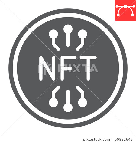 NFT coin line icon, unique token and blockchain, non fungible token vector icon, vector graphics, editable stroke outline sign, eps 10 90882643