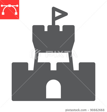 Sand castle glyph icon, summer and beach, castle vector icon, vector graphics, editable stroke solid sign, eps 10 90882668