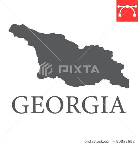 Map of Georgia glyph icon, country and travel, Georgia country map vector icon, vector graphics, editable stroke solid sign, eps 10 90882698