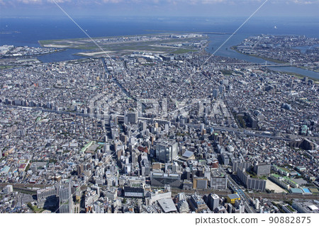 Urban landscape, Kamata panoramic view, aerial photography 90882875