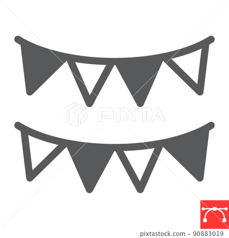 Paper garlands glyph icon, holiday and bunting flags, garland vector icon, vector graphics, editable stroke solid sign, eps 10. Paper garlands glyph icon, holiday and bunting flags, garland vector icon, vector graphics, editable stroke solid sign, eps 10. 90883019