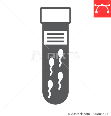 Sperm in test tube glyph icon, medical and lab, sperm in tube vector icon, vector graphics, editable stroke solid sign, eps 10. 90883524