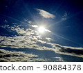 Sun, blue sky, clouds 90884378