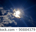 Sun, blue sky, clouds 90884379
