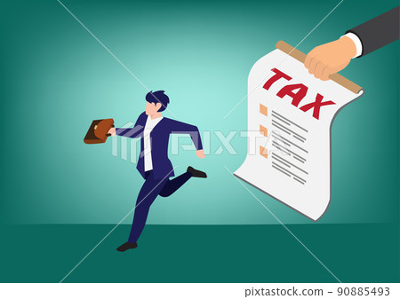 Businessman running away from tax, Business concept illustration. 90885493