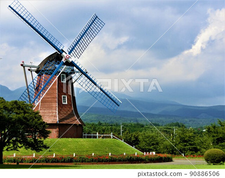 群馬縣前橋市道路驛站綠花牧場風車 90886506