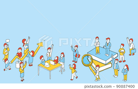 Illustration frame where businessmen are gathering 90887400
