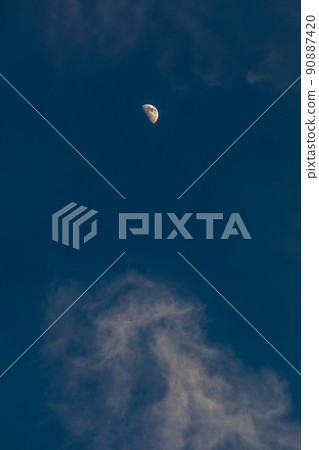 The moon floating in the sky before dusk The moon floating in the sky before dusk 90887420
