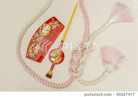 Japanese tradition comb hairpin and obi string 90887457