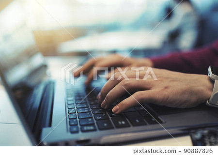 Laptop and women's hands 90887826