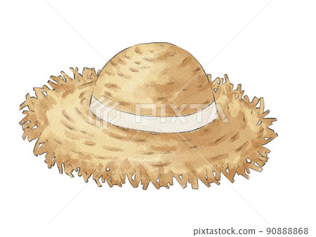 Illustration of a straw hat with a white ribbon... - Stock Illustration ...