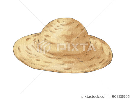 未裝飾的草帽插圖（水彩風格） 90888905