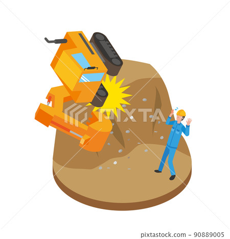 Excavator fall accident 90889005