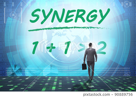 Businessman in synergy business concept 90889756