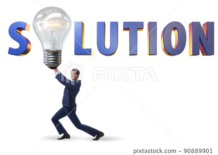 Concept of soluton with businessman and lightbulb Concept of soluton with businessman and lightbulb 90889901