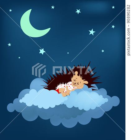 Vector image of a sleeping hedgehog. Series of pictures 90890282