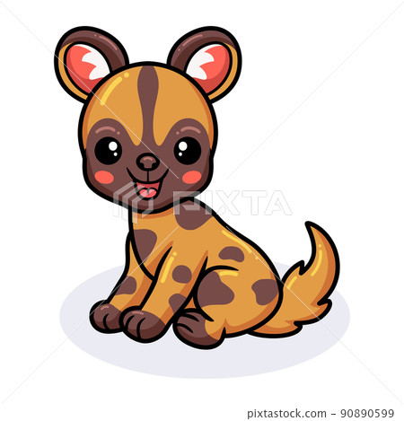 Cute wild dog cartoon sitting	 90890599