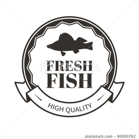 Monochrome Vector Sea Creature Silhouette Rounded Logo. Monochrome Vector Sea Creature Silhouette Rounded Logo. 90890762