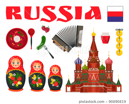 Russian Culture Vector Illustration Set of Icons Russian Culture Vector Illustration Set of Icons 90890819