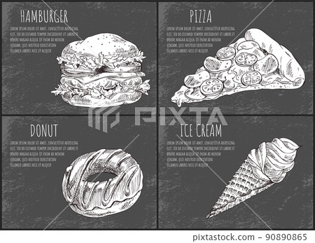 Hamburger Fastfood Poster Vector Illustration Hamburger Fastfood Poster Vector Illustration 90890865