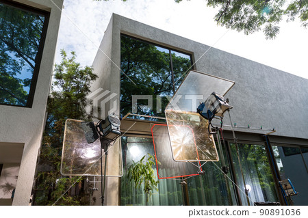 Process of filming. Spotlight illuminates 90891036