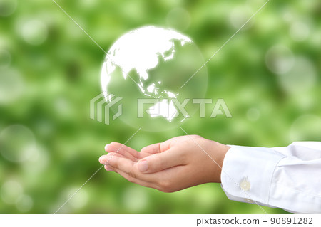 Eco-SDGs Image-Children's Hands Surrounding the Earth 90891282