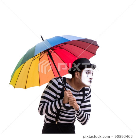 Mime with umbrella isolated on white background 90893463