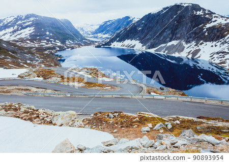 Djupvatnet lake and road to Dalsnibba mountain Norway 90893954