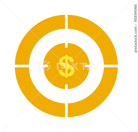 Yellow aim for money poster on white background Yellow aim for money poster on white background 90894066
