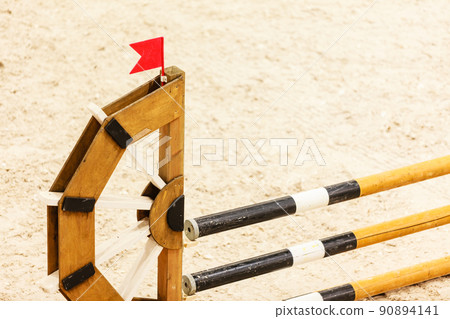 Equitation. Obstacle for jumping horses. Equitation. Obstacle for jumping horses. 90894141