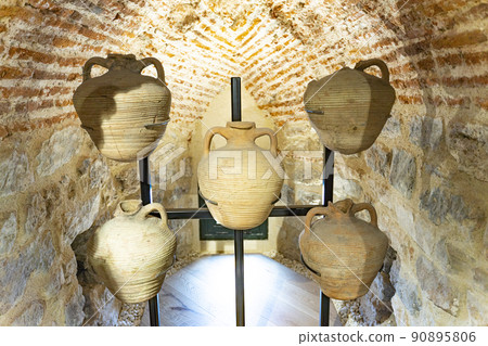 Ancient wine jugs inside the Galata Tower High quality Close-up photo Ancient wine jugs inside the Galata Tower High quality Close-up photo 90895806