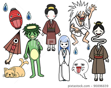 日本の妖怪イラストシート A4サイズ Free Vectors | Japanese youkai