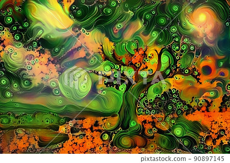 Old tree in surreal landscape Old tree in surreal landscape 90897145