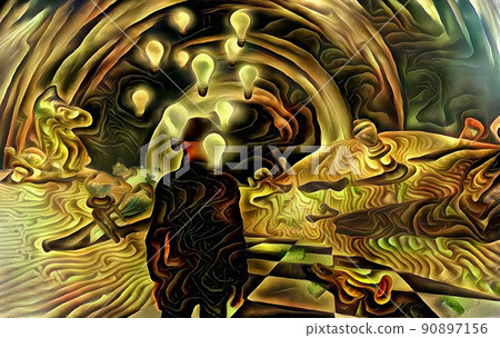 Man in surreal desert Man in surreal desert 90897156