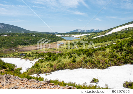 Mt. Issaikyo, Mt. Bandai, remaining snow 90897695