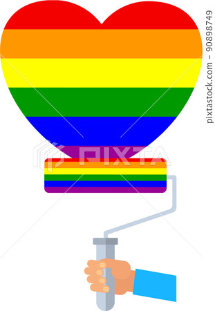 LGBT community. Pride day. Hands coloring the heart in rainbow colors. LGBT community. Pride day. Hands coloring the heart in rainbow colors. 90898749