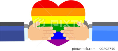 LGBT community. Pride day. Womans hand with heart in rainbow colors. 90898750