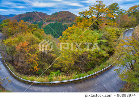 [Wakayama Prefecture] October, the autumn leaves season has arrived, and the view from the Koya Ryujin skyline after the rain 90898974