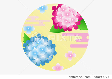 Japanese style circle frame of hydrangea 90899074