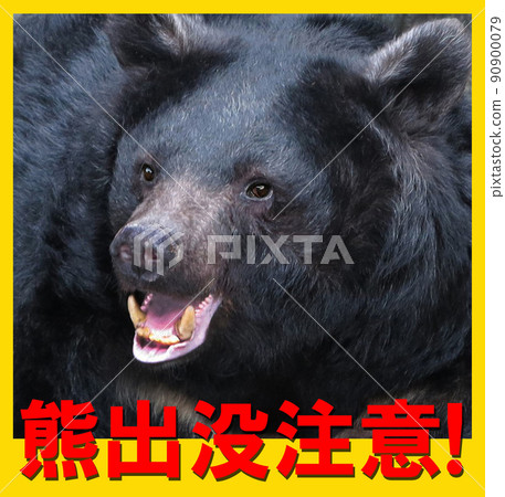 Bear haunting caution poster icon signboard 90900079