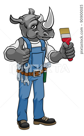 Rhino Painter Decorator Holding Paintbrush 90900085