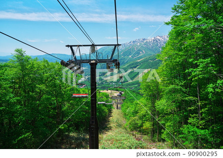 從綠意盎然的白馬岩岳避暑山莊5號線南纜車眺望 從綠意盎然的白馬岩岳避暑山莊5號線南纜車眺望 90900295