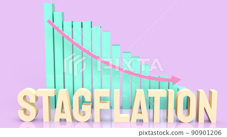 The stagflation text and chart for business concept 3d rendering 90901206