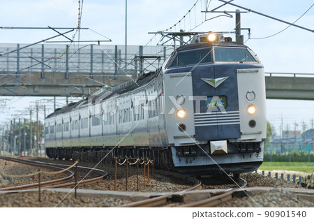 Hokuriku Main Line Kaga-Kasama-Mikawa JR West 583 series B04 formation (Kyoto) Kitaguni 90901540