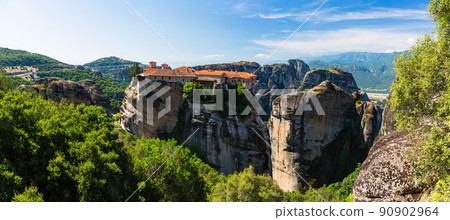 Vallaam Monastery and strange rock formations on the rocky cliffs of Meteora, Greece Vallaam Monastery and strange rock formations on the rocky cliffs of Meteora, Greece 90902964