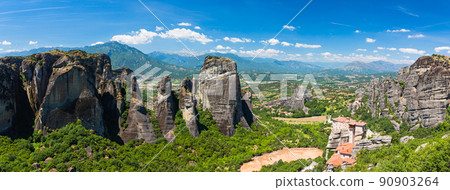 希臘邁泰奧拉岩石峭壁上的盧薩努修道院和聖尼古拉斯阿納帕胡薩斯修道院 希臘邁泰奧拉岩石峭壁上的盧薩努修道院和聖尼古拉斯阿納帕胡薩斯修道院 90903264