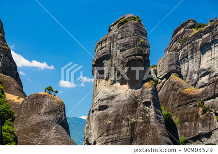 Huge rocky mountain on the cliff of Meteora, Greece 90903529