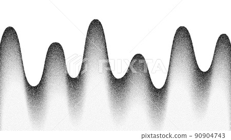 Dotwork gradient grain wave background. Black noise stipple dots pattern. Sand grain effect. Dots grunge banner. Abstract noise dotwork pattern. Mountain circles texture. Dotted vector background. 90904743