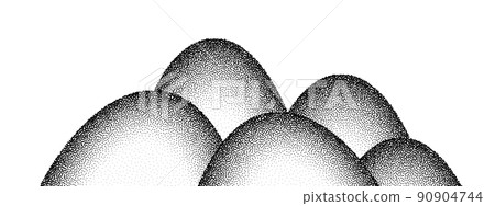 Dotwork mountain grain pattern background. Black noise stipple dots hill. Sand grain effect. Dots grunge banner. Abstract noise dotwork pattern. Mountain circles texture. Dotted vector background. 90904744